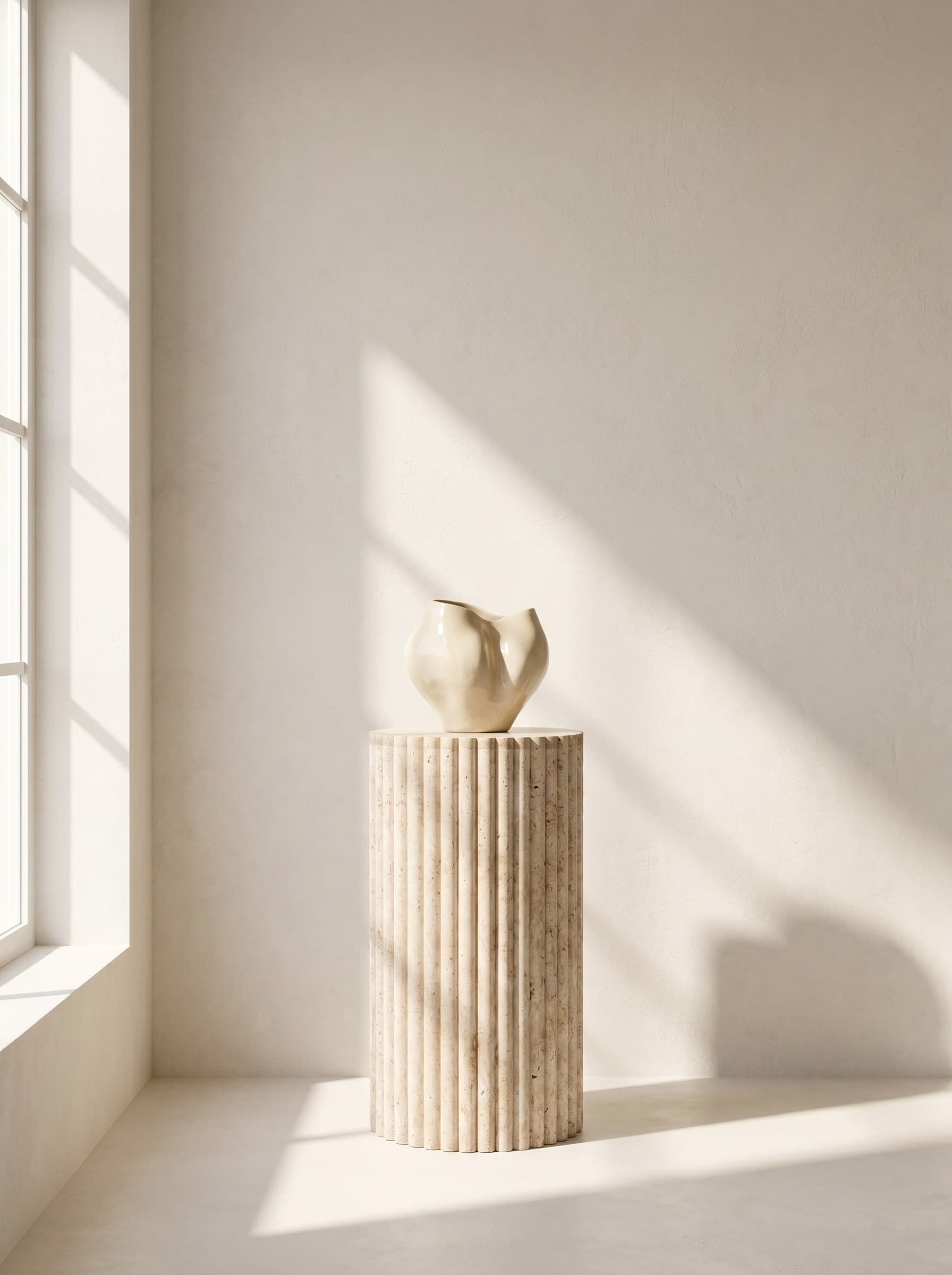 Natural stone pedestals in travertine and marble