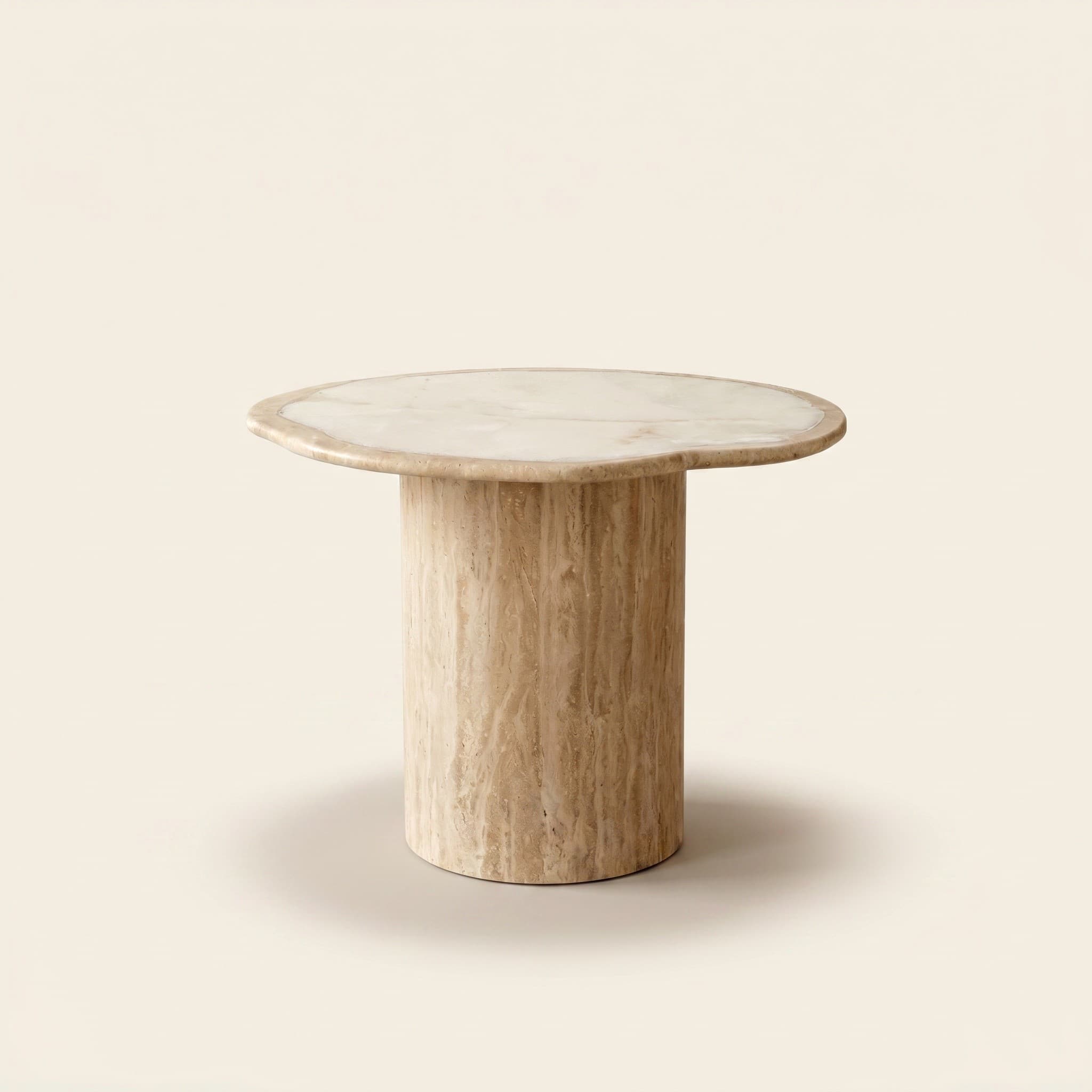 Giada Coffee Table — White Travertine, handmade natural stone