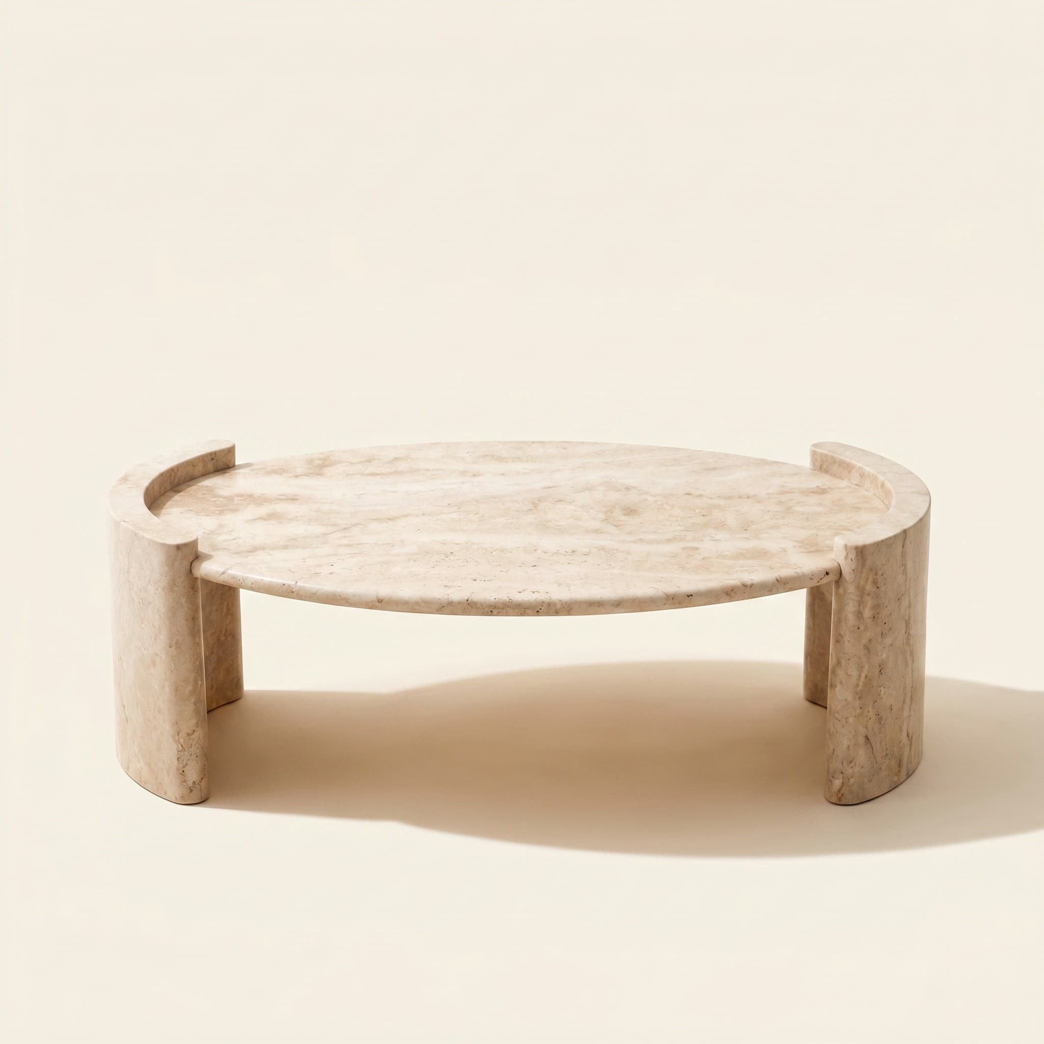 Livia Coffee Table — Travertine, handmade natural stone