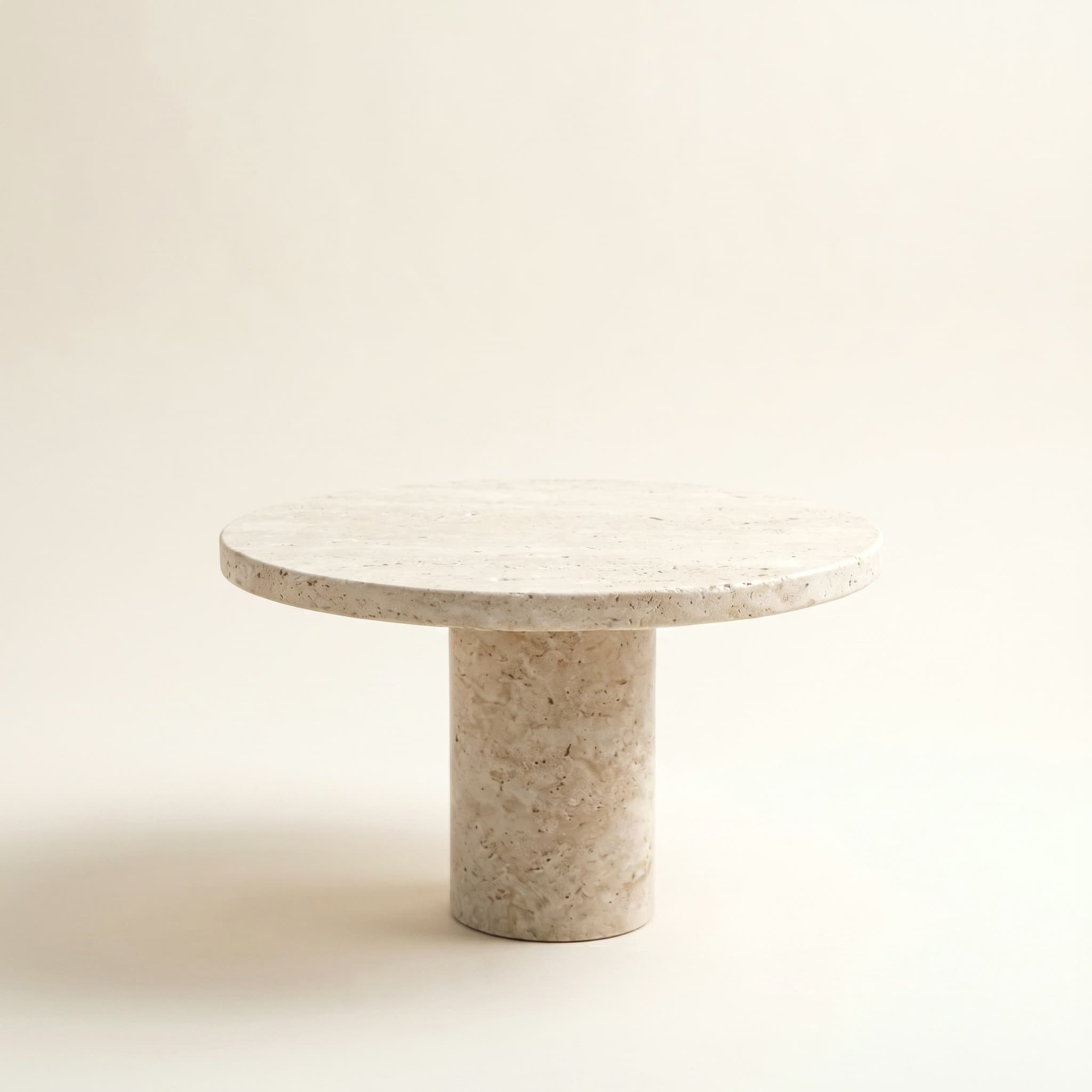 Tondo Side Table — Travertine, handmade natural stone