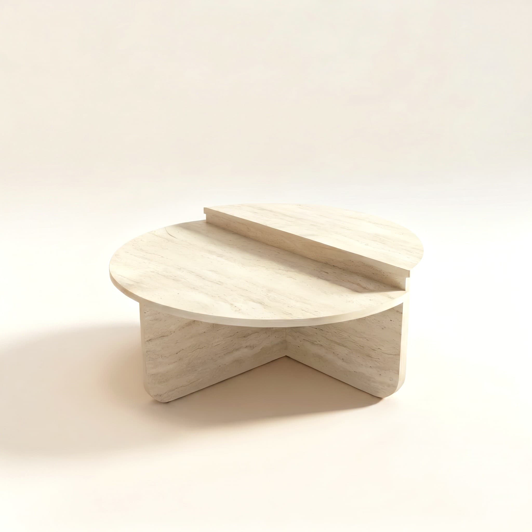 Volta Side Table — Travertine, handmade natural stone
