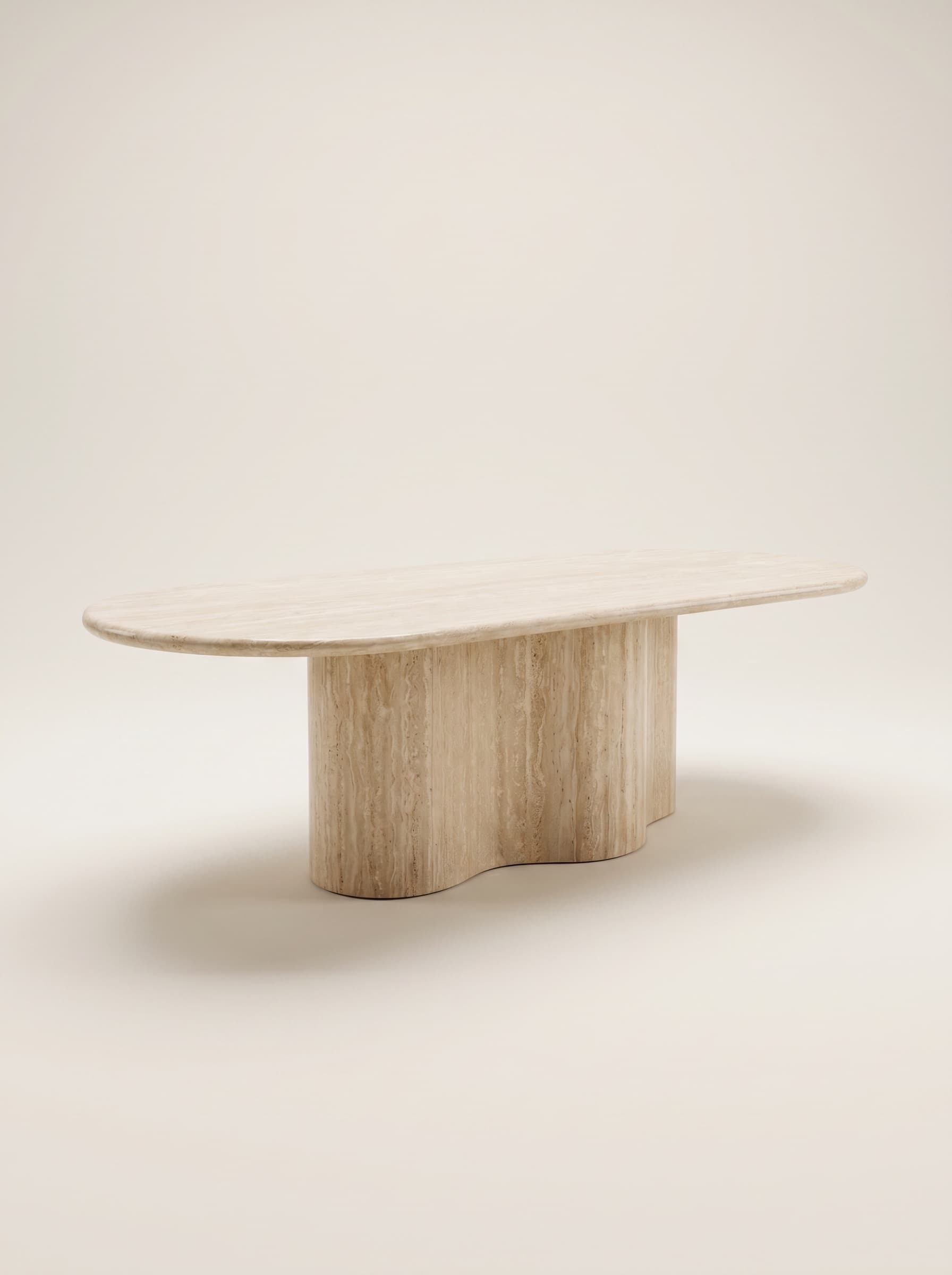 Marea Dining Table in Travertine, handmade natural stone