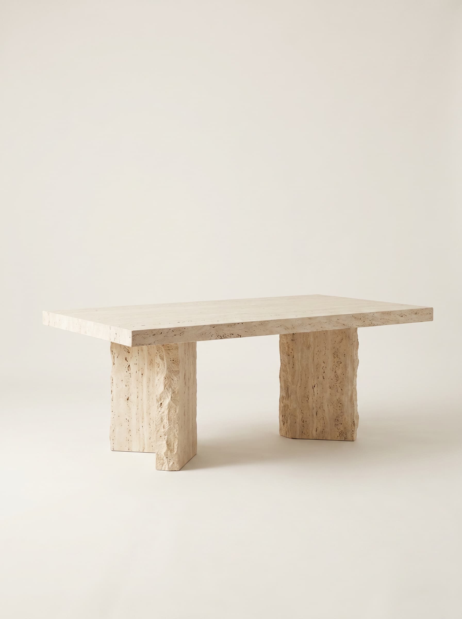 Masseria Dining Table in Travertine, handmade natural stone