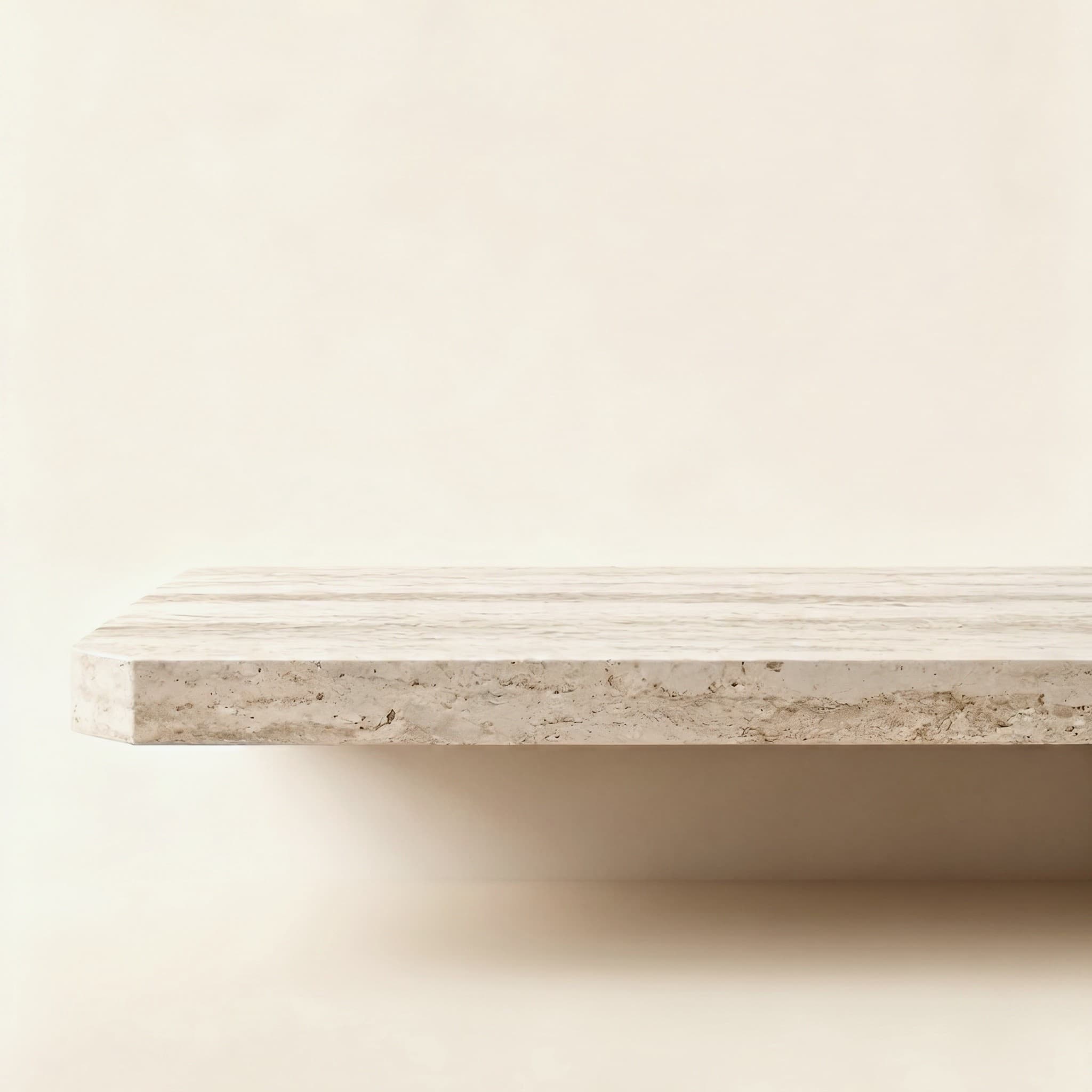 Nuvola Floating Shelf — Travertine, handmade natural stone