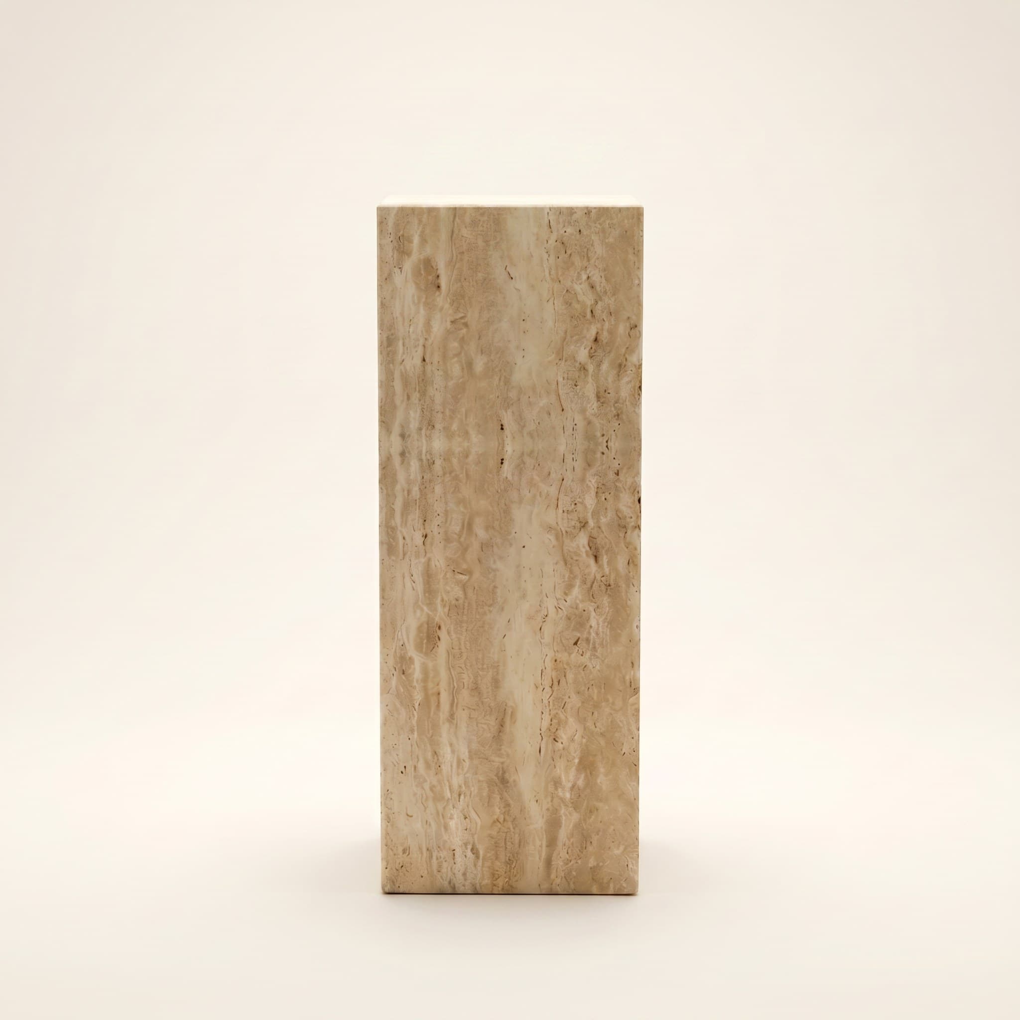 Terra Alta, Travertine Pedestal, handmade natural stone