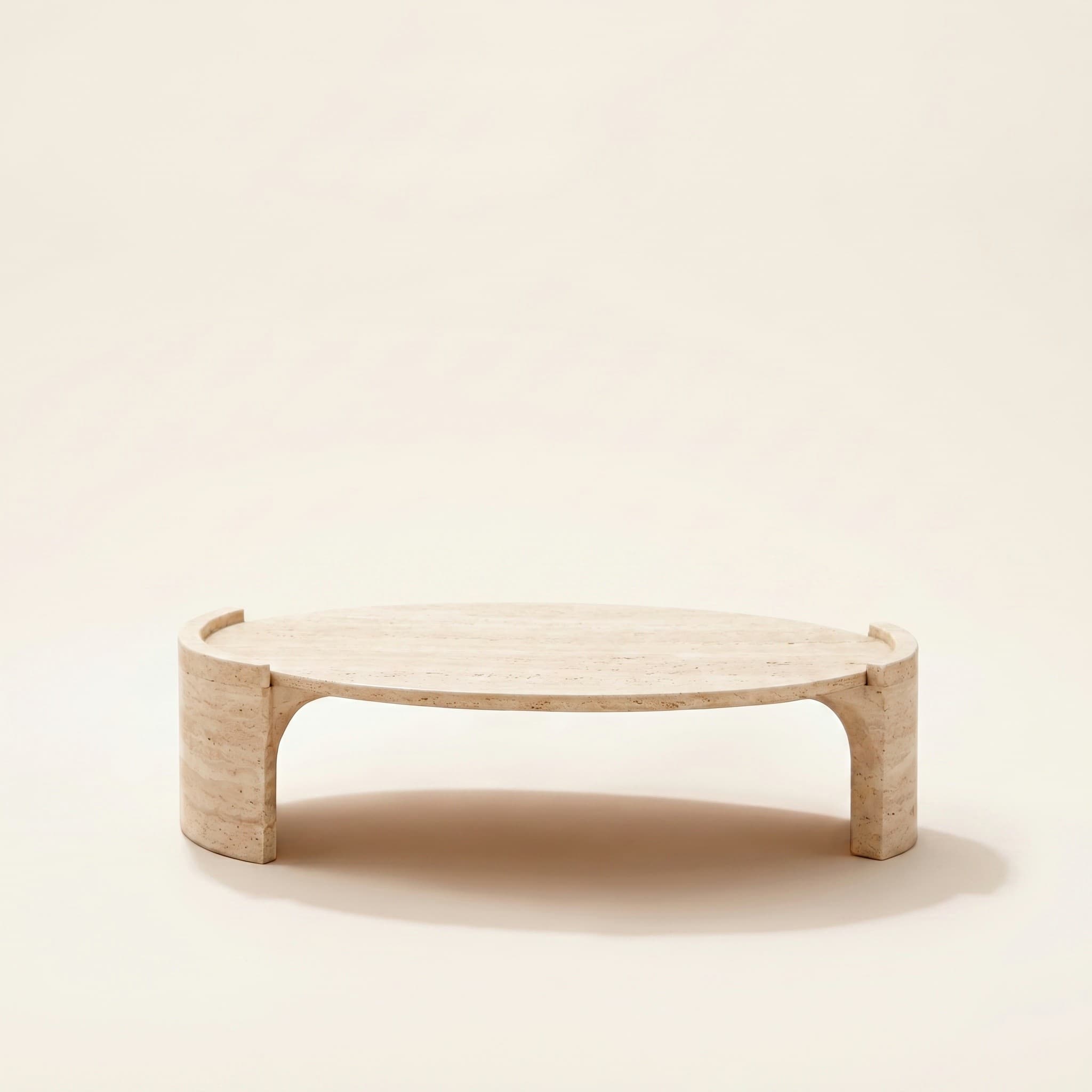 Tevere Dining Table — Travertine, handmade natural stone