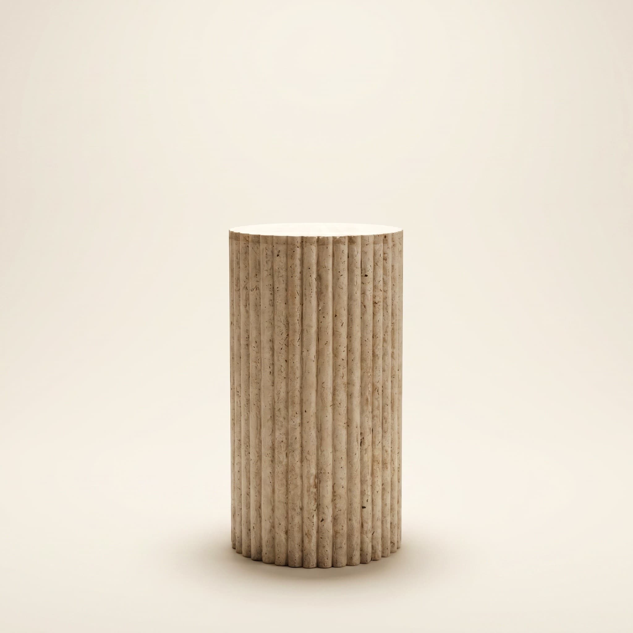 Torre Pedestal in Travertine, handmade natural stone
